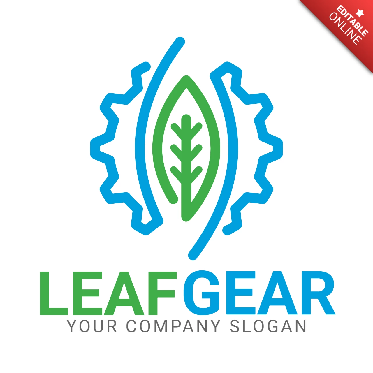 Leaf Gear Logo Design Template