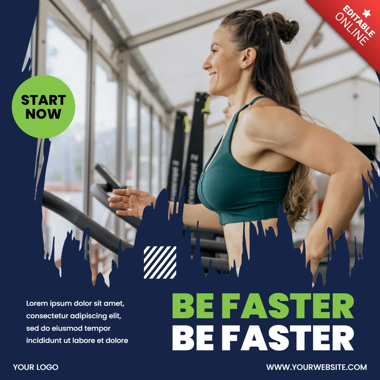 Be Faster Gym Minimal Instagram Post Design Template