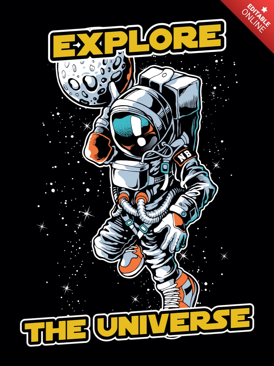 Modèle de t-shirt "Cosmos, univers et astronaute"