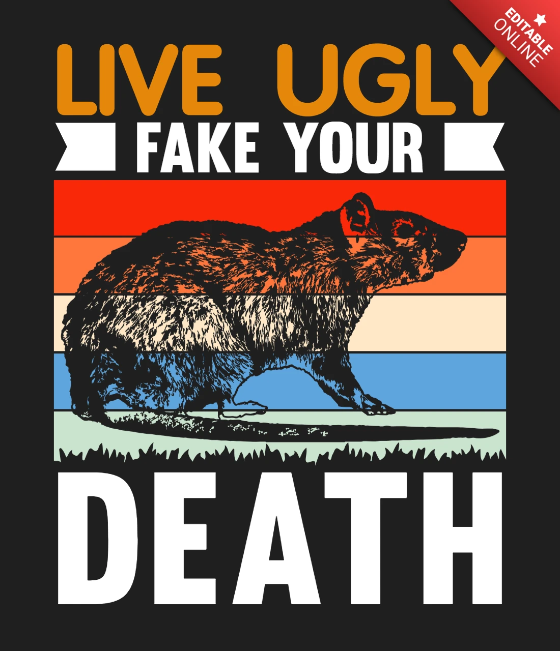 Live ugly fake your death (Viva feio, finja sua morte) camiseta vintage com rato