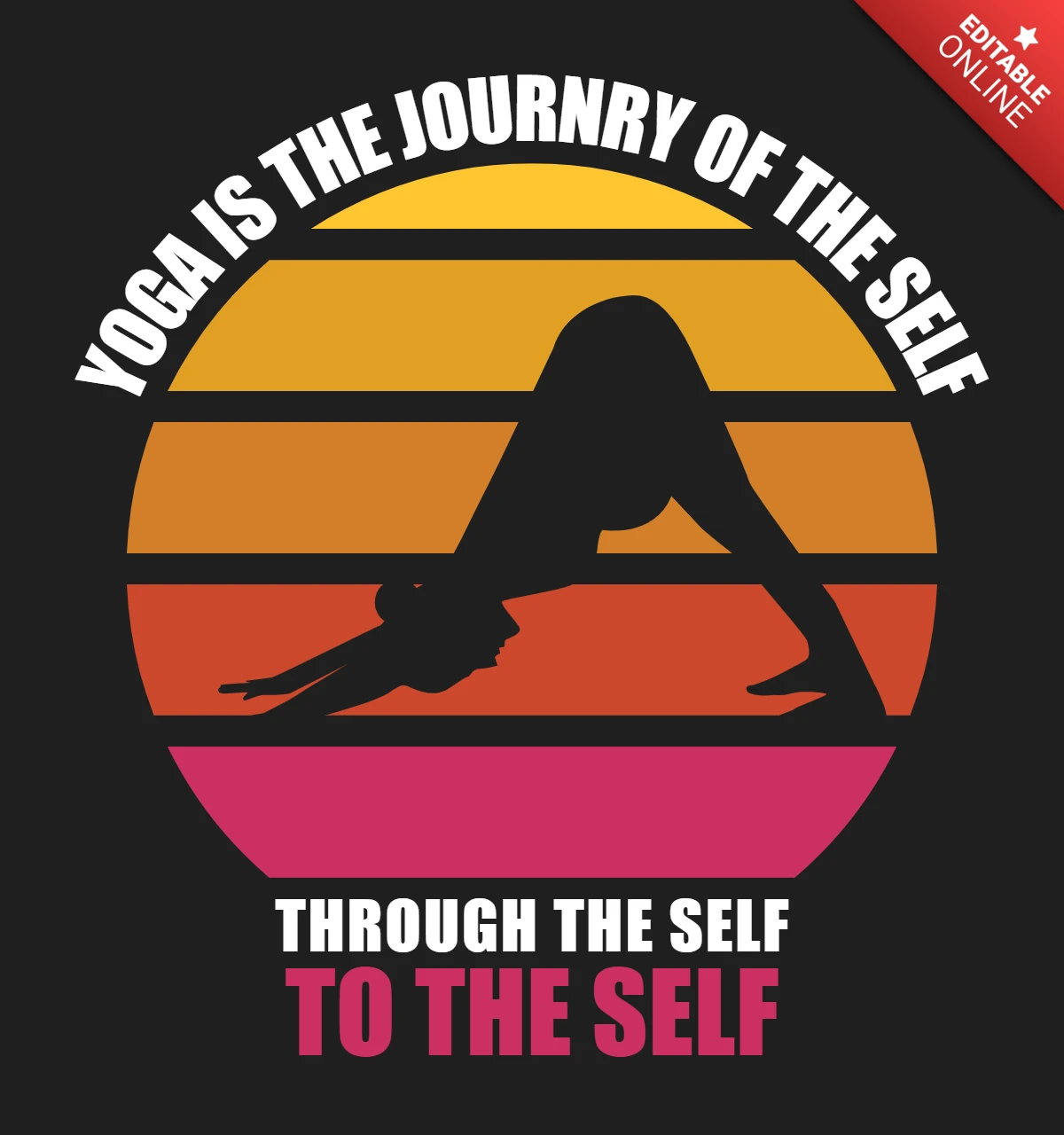 Modelo de design de camiseta com citação motivadora de ioga