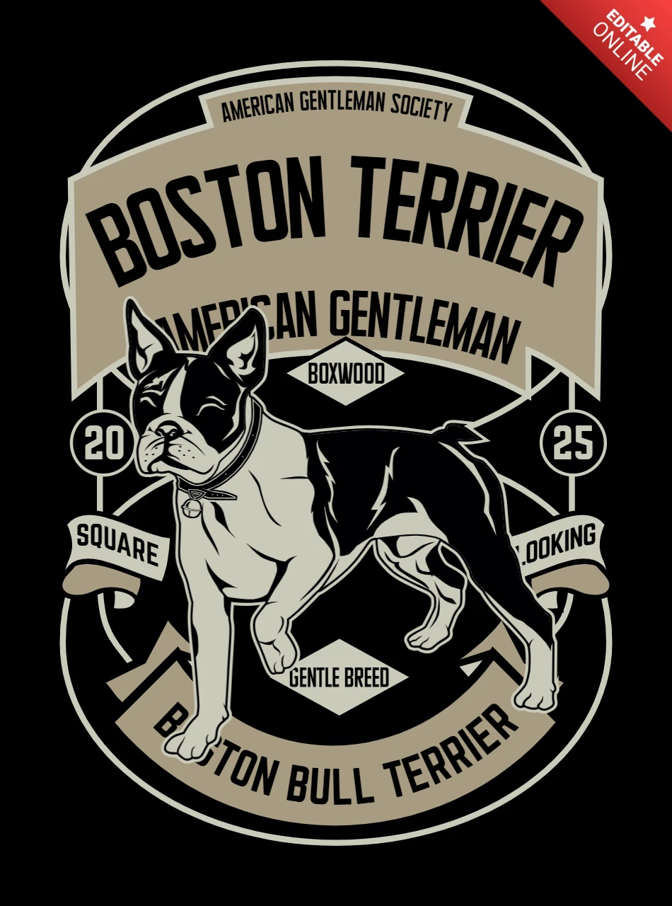 Plantilla de diseño de camiseta retro de Boston terrier