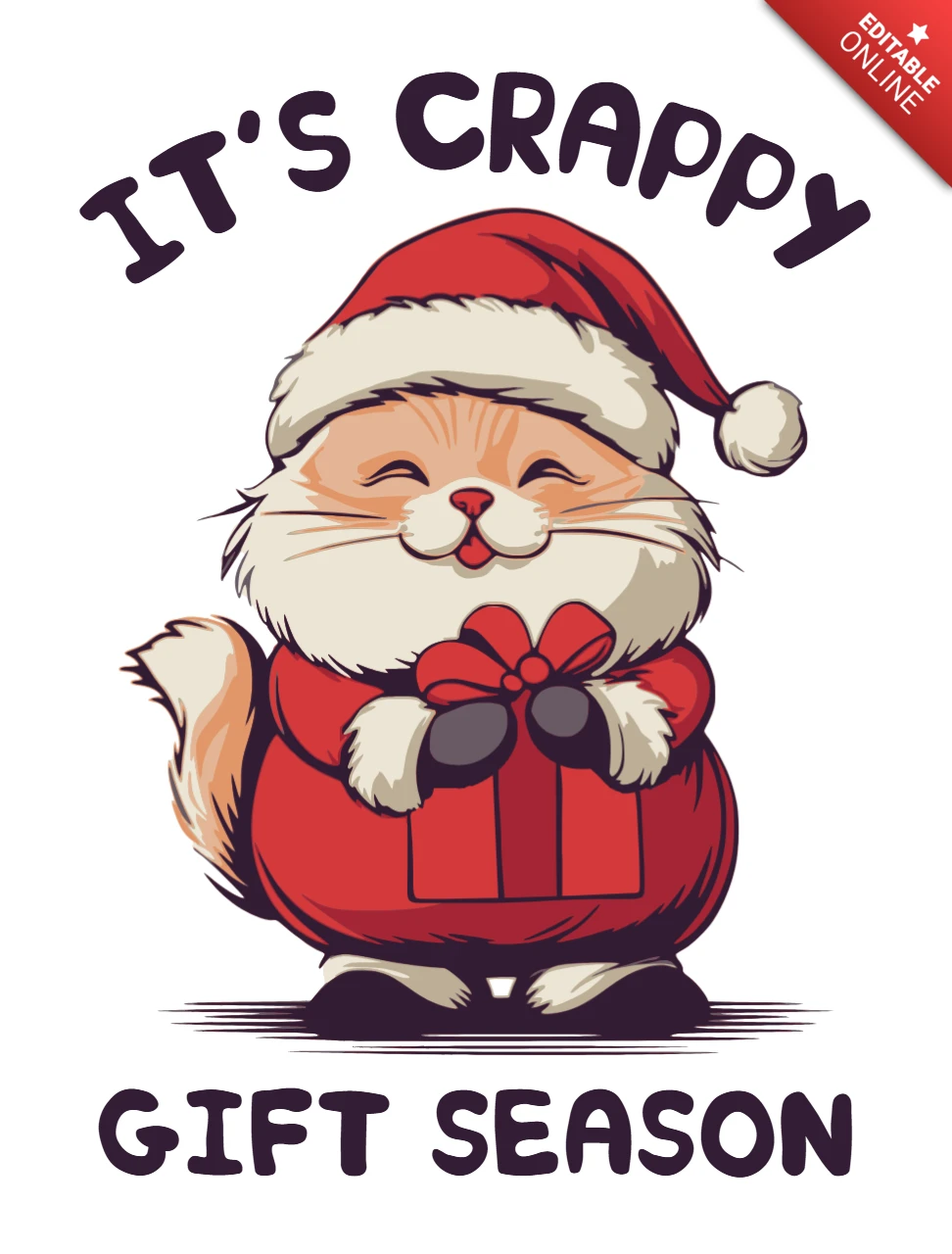 Lustiges Katzen-Weihnachtsdesign-Vorlage für Urlaubs-T-Shirt