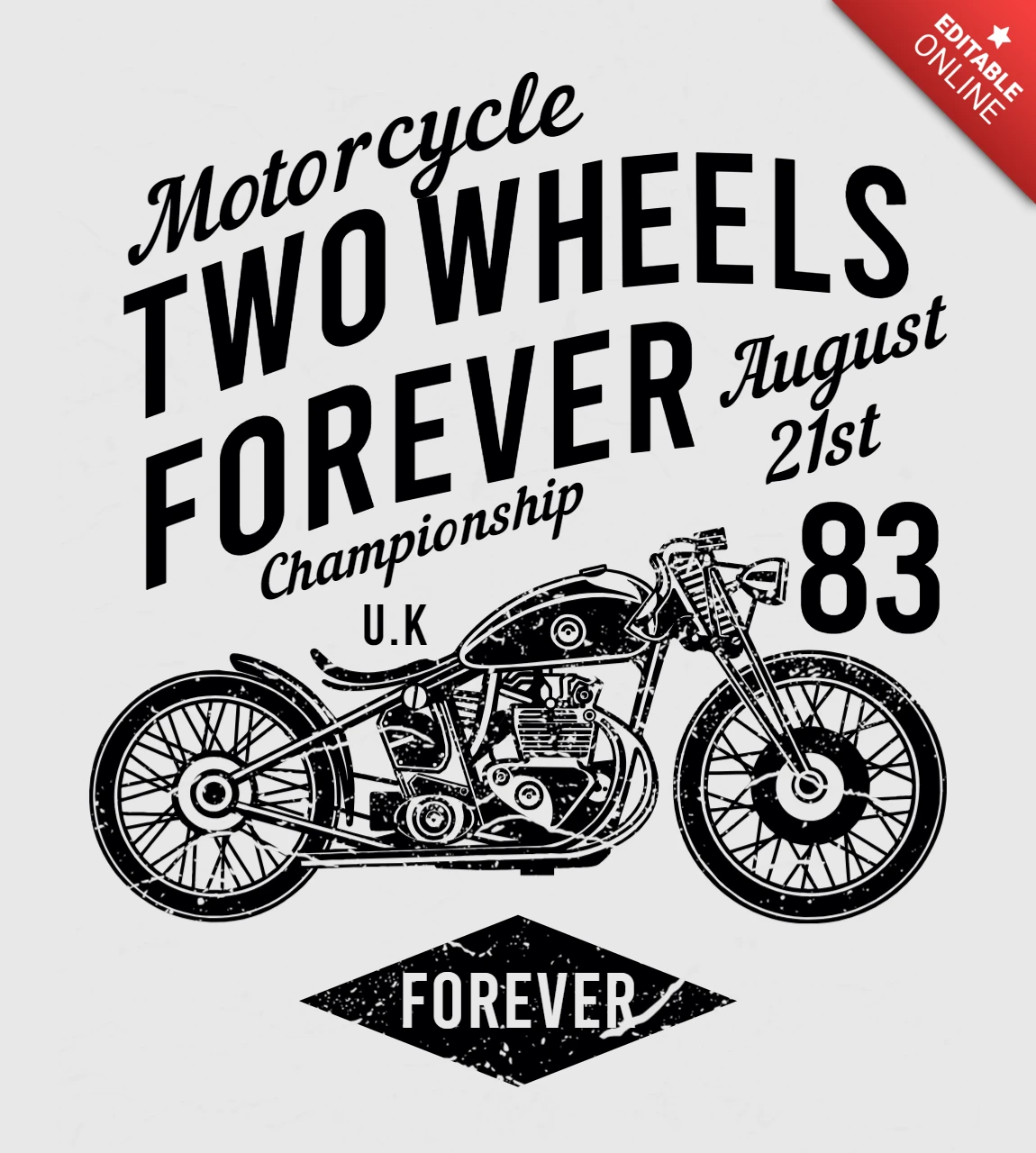 Motorcycle Two Wheels Forever T-Shirt Design Template