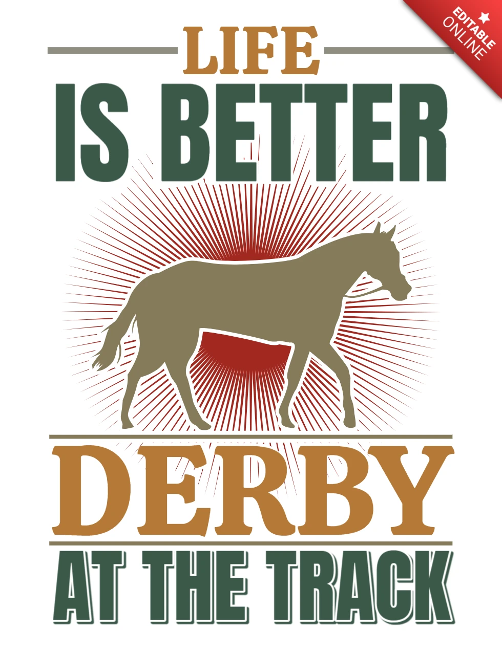 Vintage derby ontwerpsjabloon: 'het leven is beter op de baan'