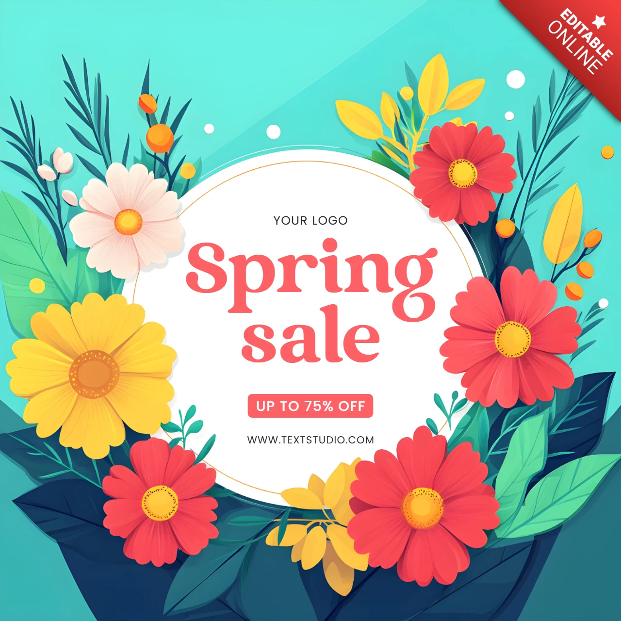 Modèle de design floral pour les soldes de printemps - artwork promotionnel éditable