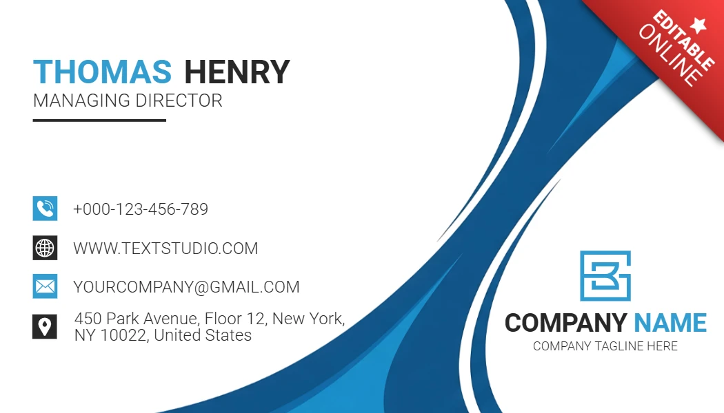 Minimalist Business Card for Entrepreneurs Sleek Blue Theme with Company Branding Design Template