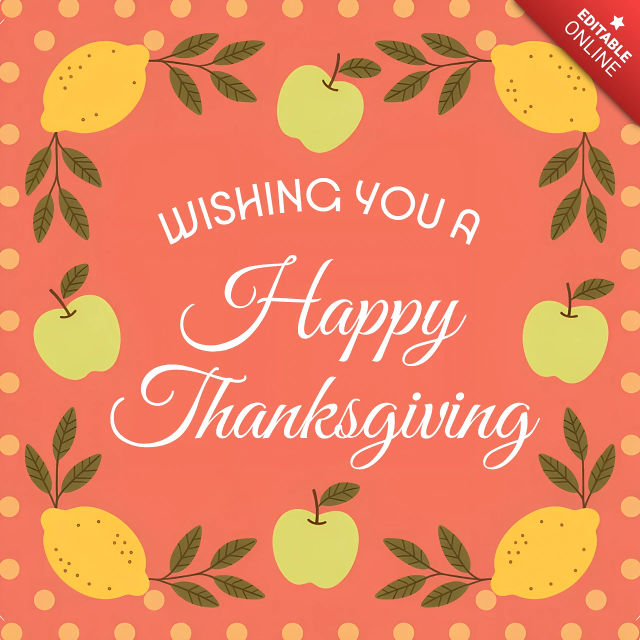 Thanksgiving Greeting Card Design Template with Fruits and Elegant Typography
