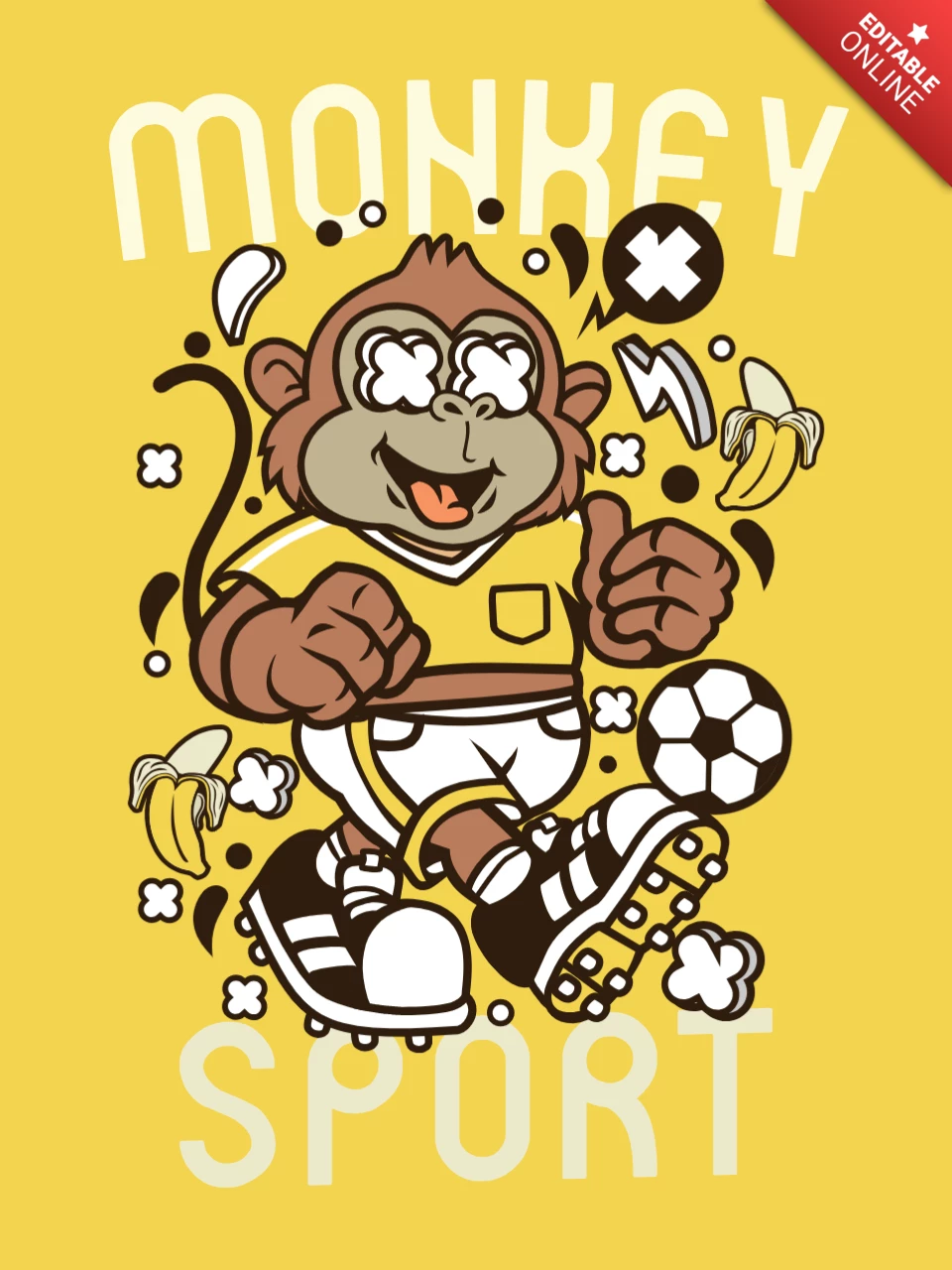 Affe-Sport-Cartoon-T-Shirt-Design-Vorlage