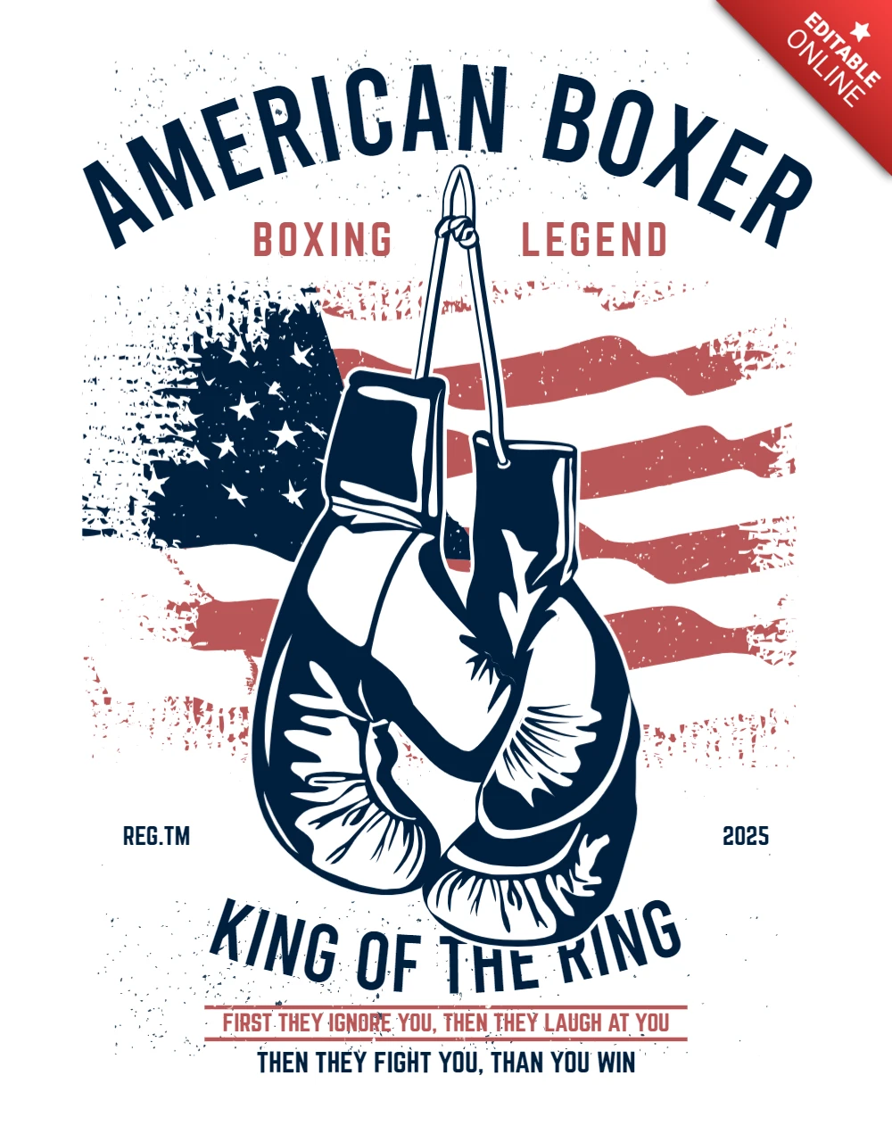 American Boxer T-Shirt Design Template