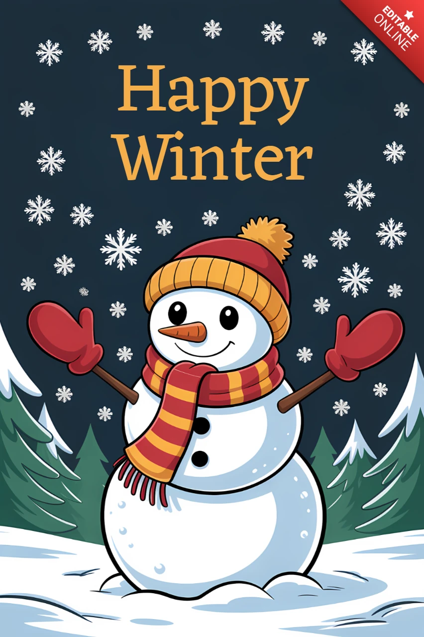 Winter-Schneemann-Designvorlage für Grußkarten