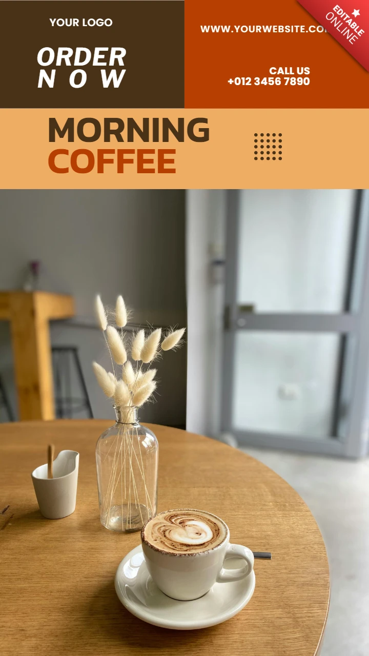 Morning Coffee Promotional Instagram Story Post Design Template