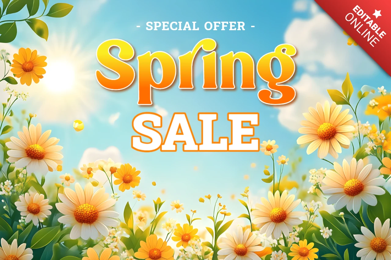 Spring Sale Design Template with Floral Art Style