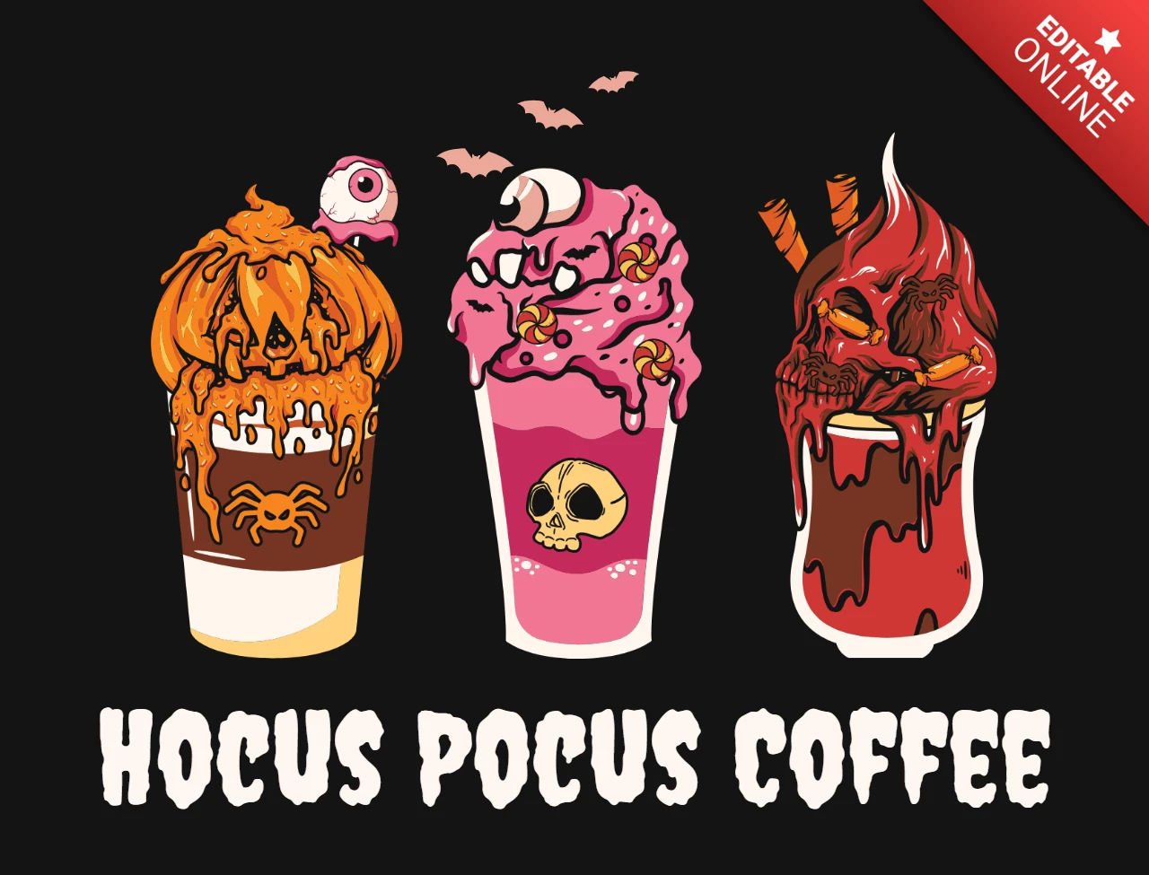 Hocus Pocus Halloween Coffee T-Shirt Design Template