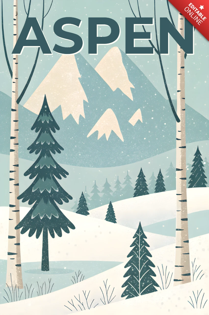 Winterlandschaftsdesign-Vorlage für Aspen-Themenplakate