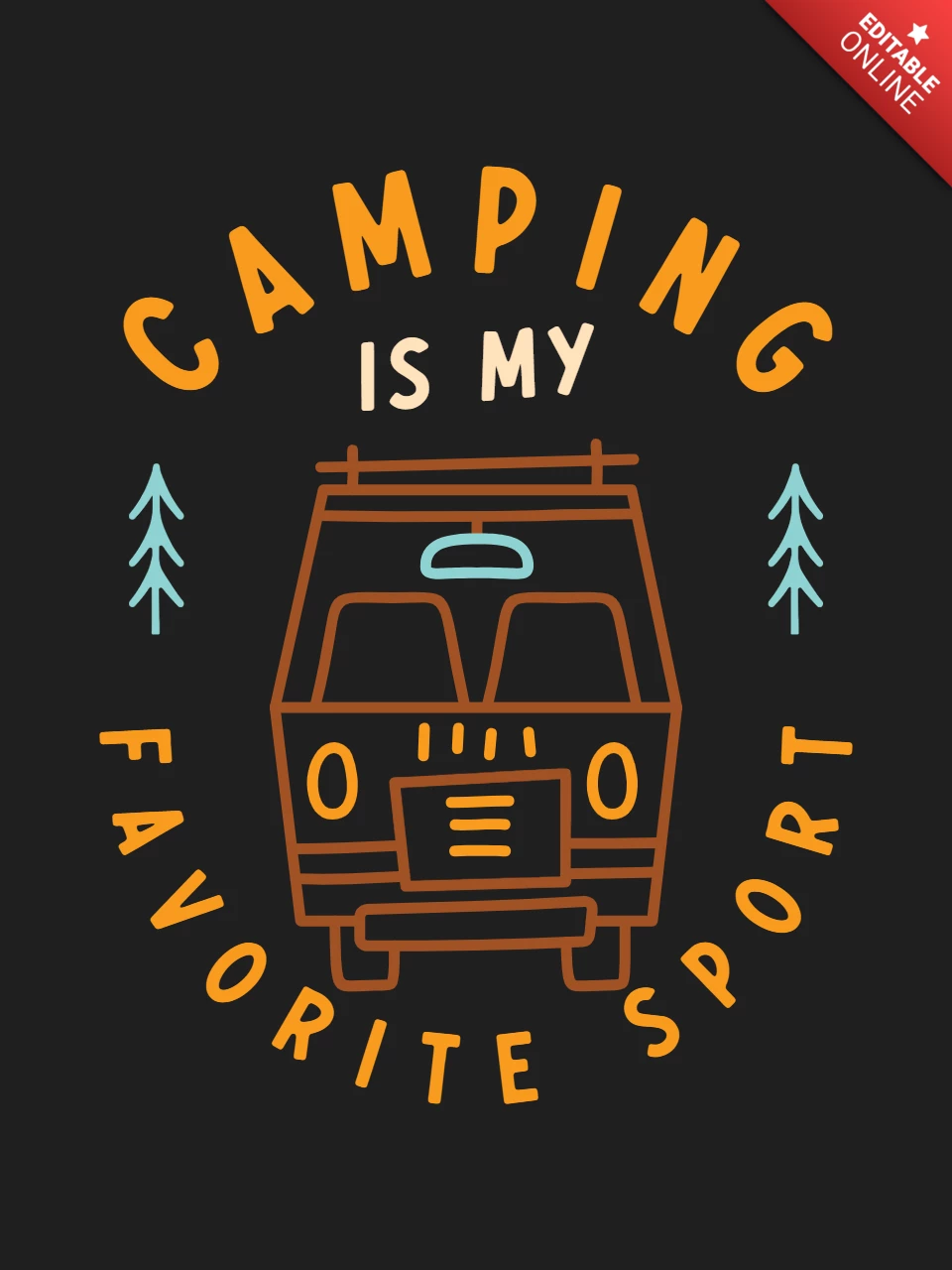 Camping es mi deporte favorito rv remolque camiseta plantilla de diseño