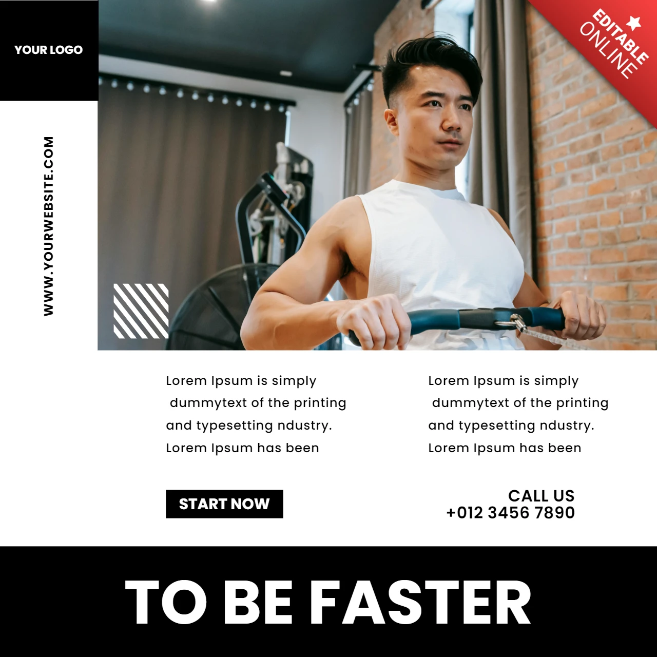 Modelo de design moderno e minimalista de postagem promocional de academia no Instagram