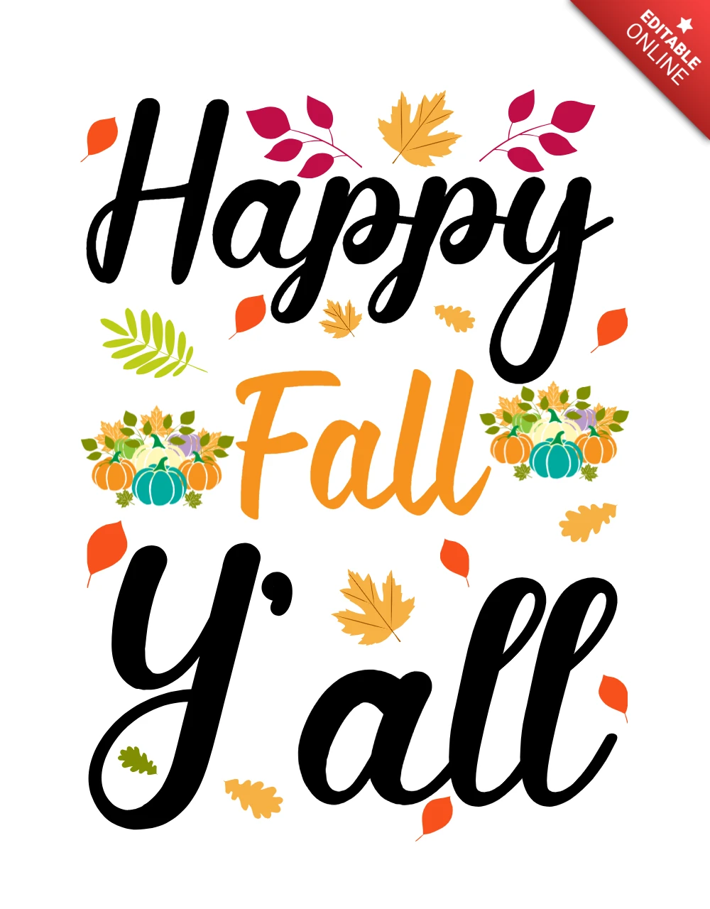 Happy Fall T-shirt Design Template