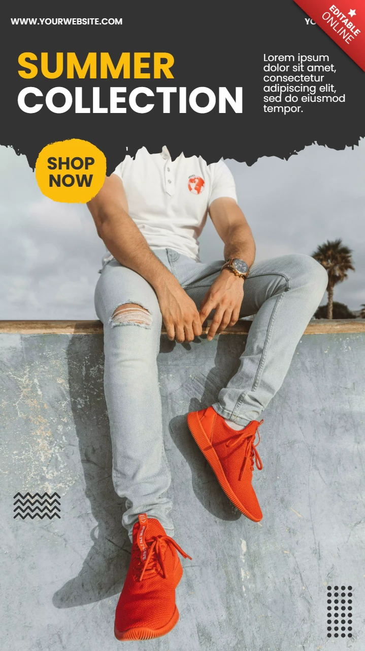 Sneakers Summer Collection Sale Banner Social Media Story Post Design Template