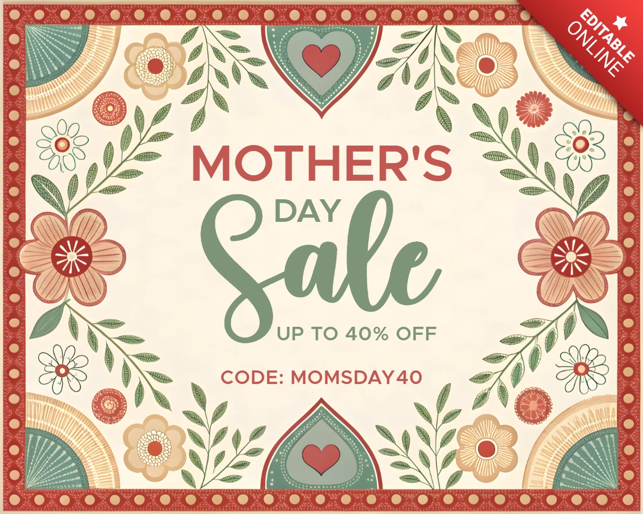 Floral Vintage Mother's Day Sale Template | Editable Design for Promotions