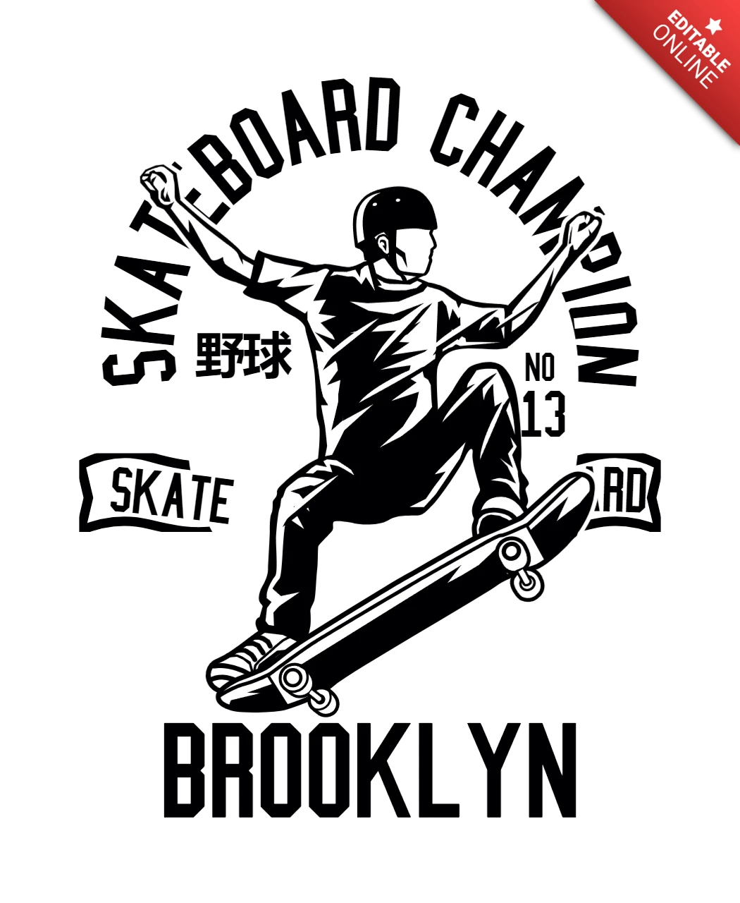 Skateboard champion t-shirt design vorlage