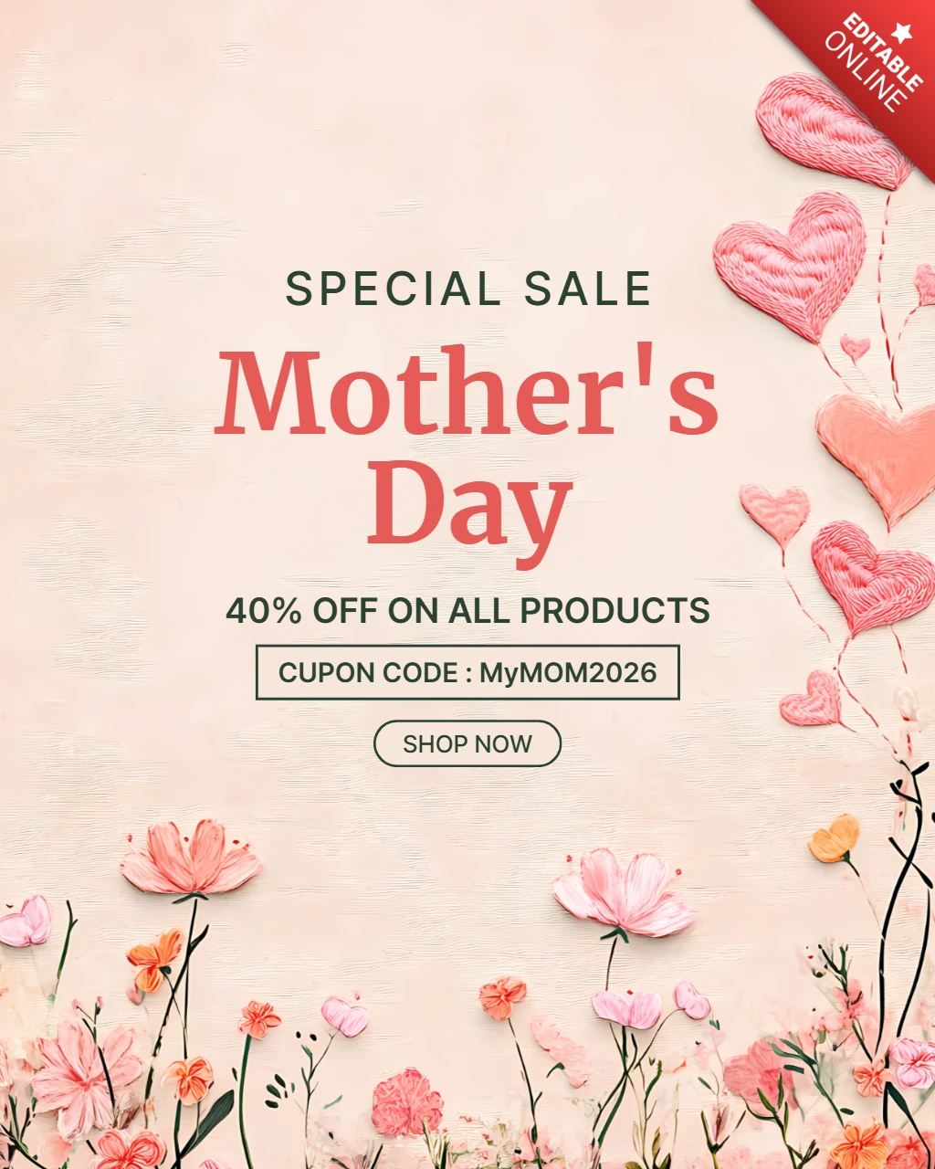 Floral Mother's Day Sale Template - Elegant Design for Special Promotions
