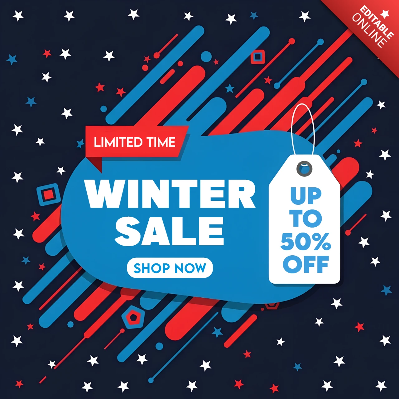 Modello promozionale di vendita invernale con design grafico audace per volantini