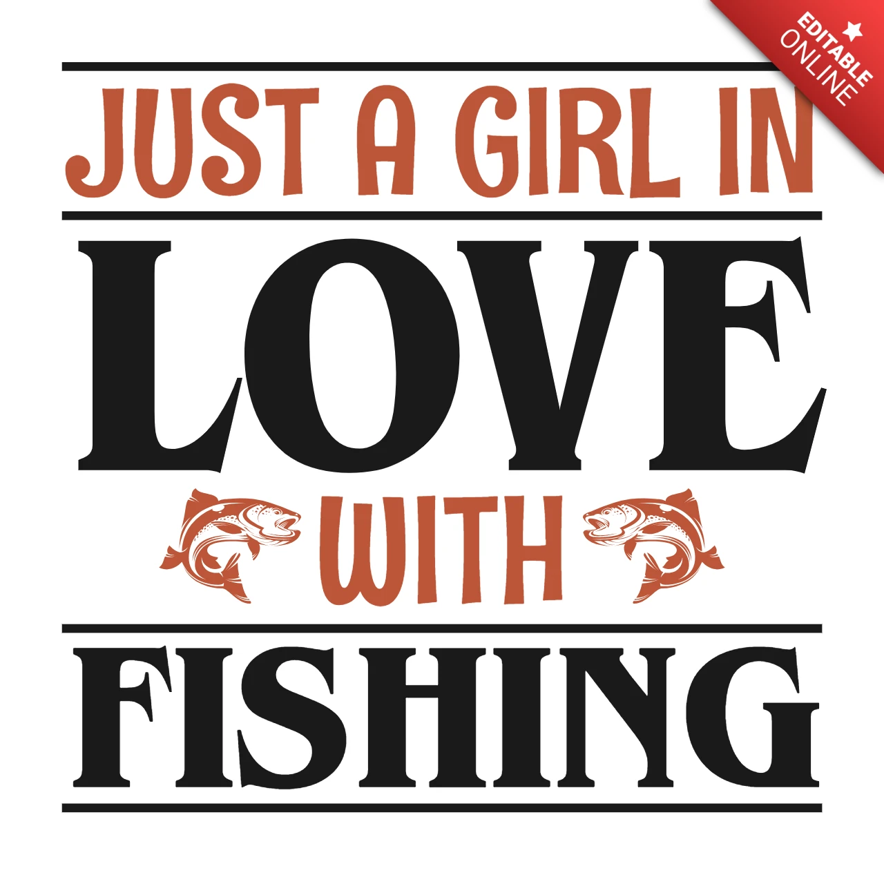 Fishing Love Typography Design Template for Girls