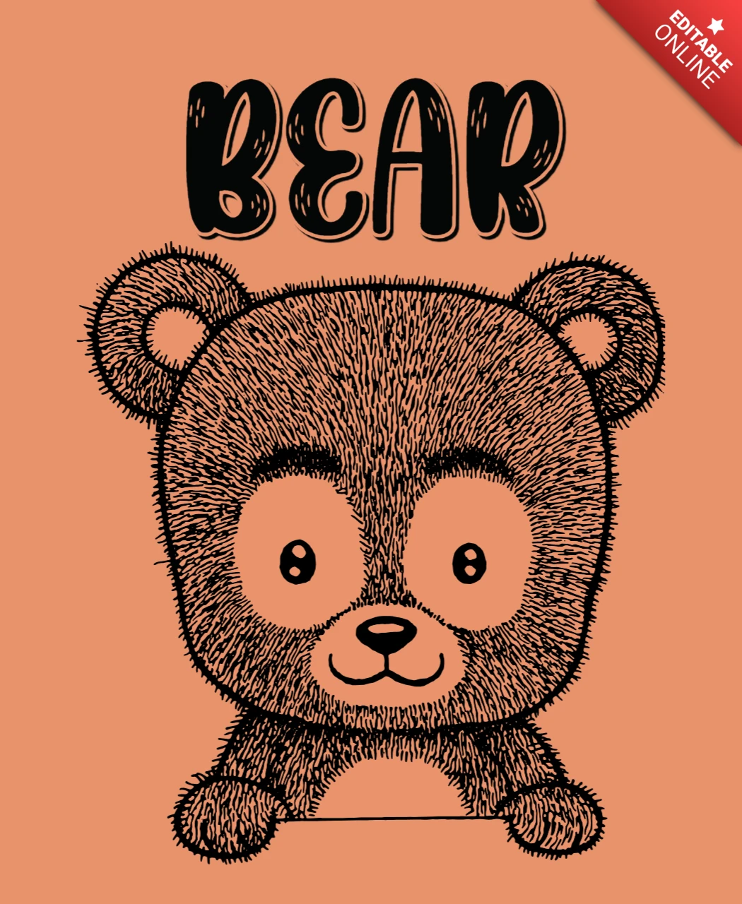Plantilla de diseño de oso editable para impresión de ropa infantil