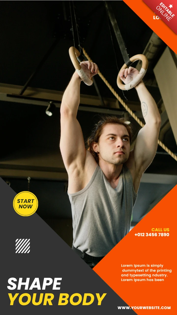 Shape Your Body Fitness Geometric Instagram Story Post Design Template