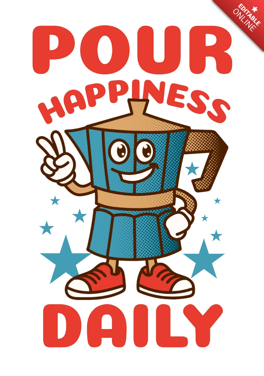 Design del caffè fantasioso per la felicità quotidiana
