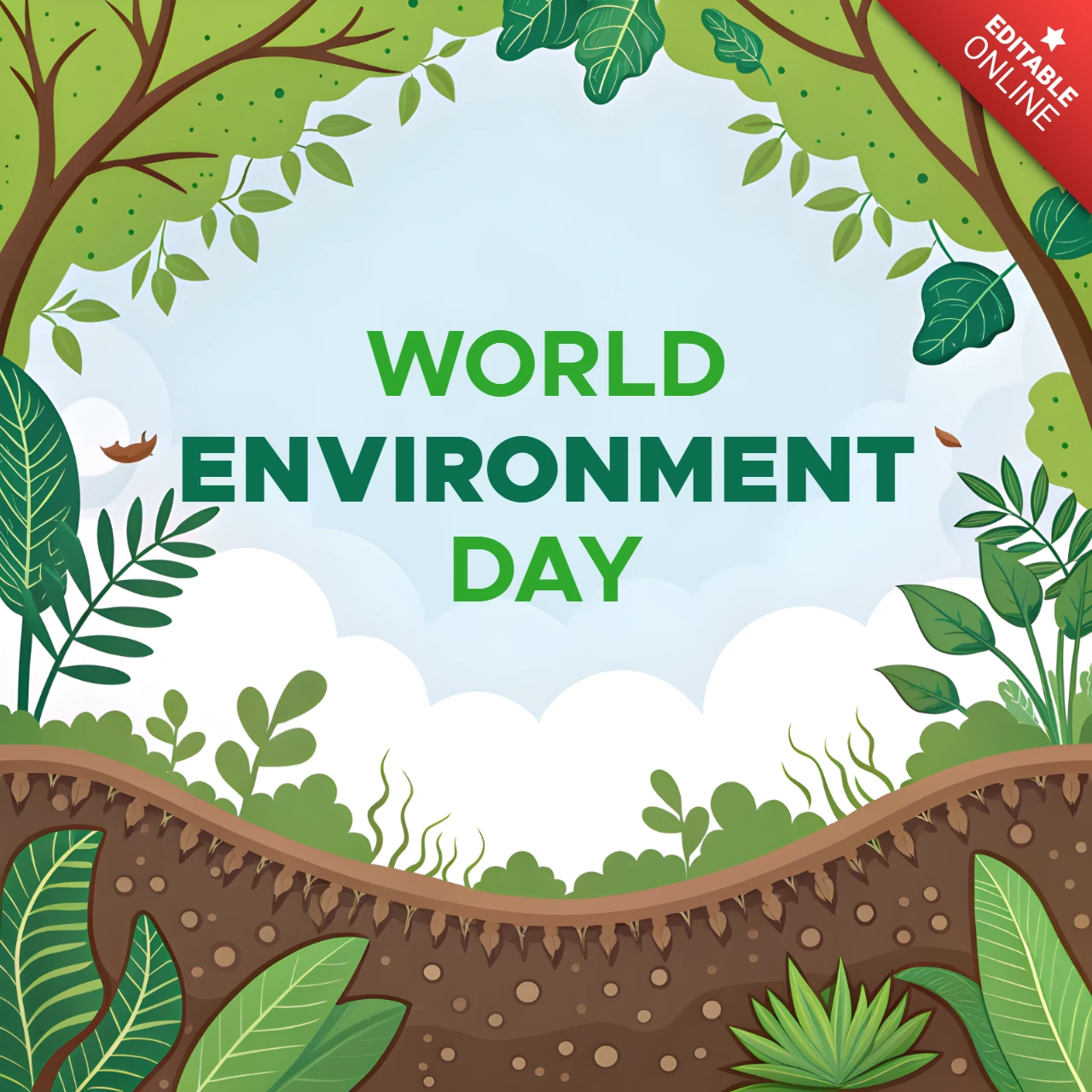 Modèle de design pour la journée mondiale de l'environnement inspiré de la nature
