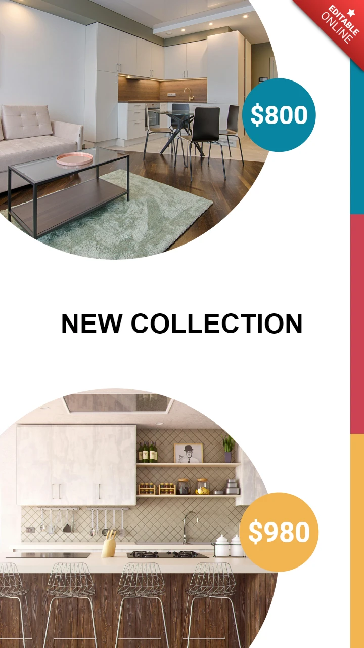 Bright And Tricolor Stripe Collage Instagram Story Post Design Template