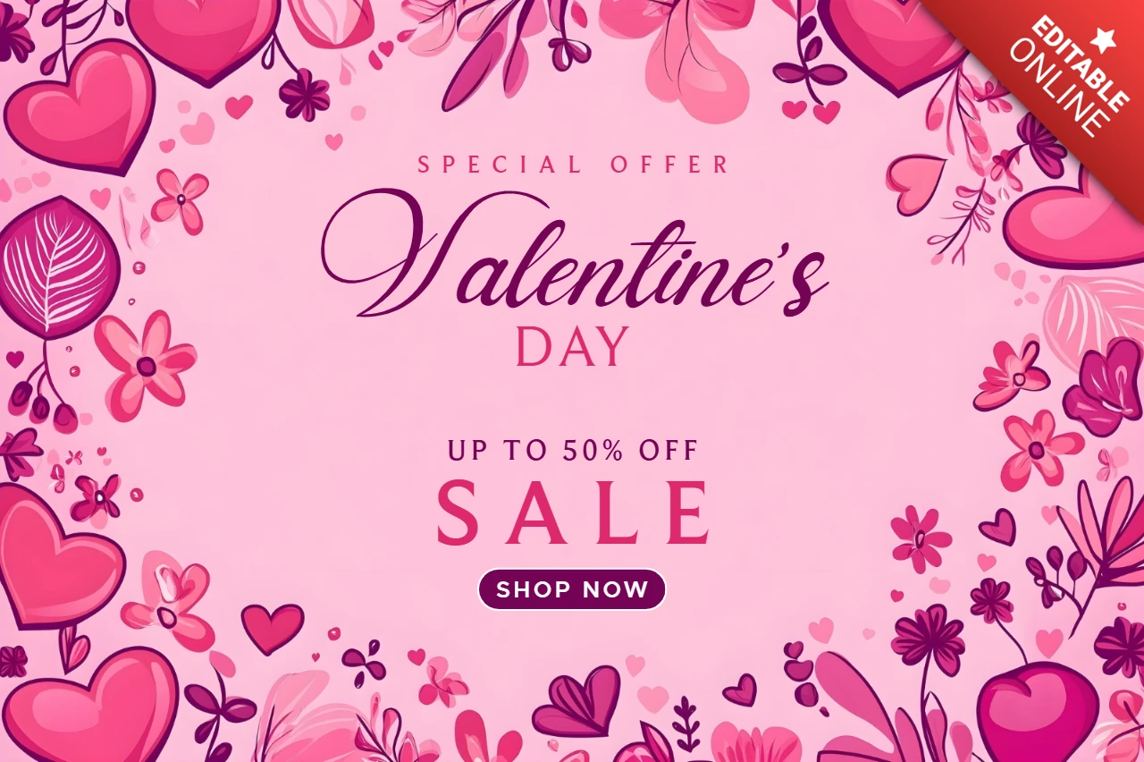 Valentine's Day Sale Template Design - Special Offer Up to 50% Off