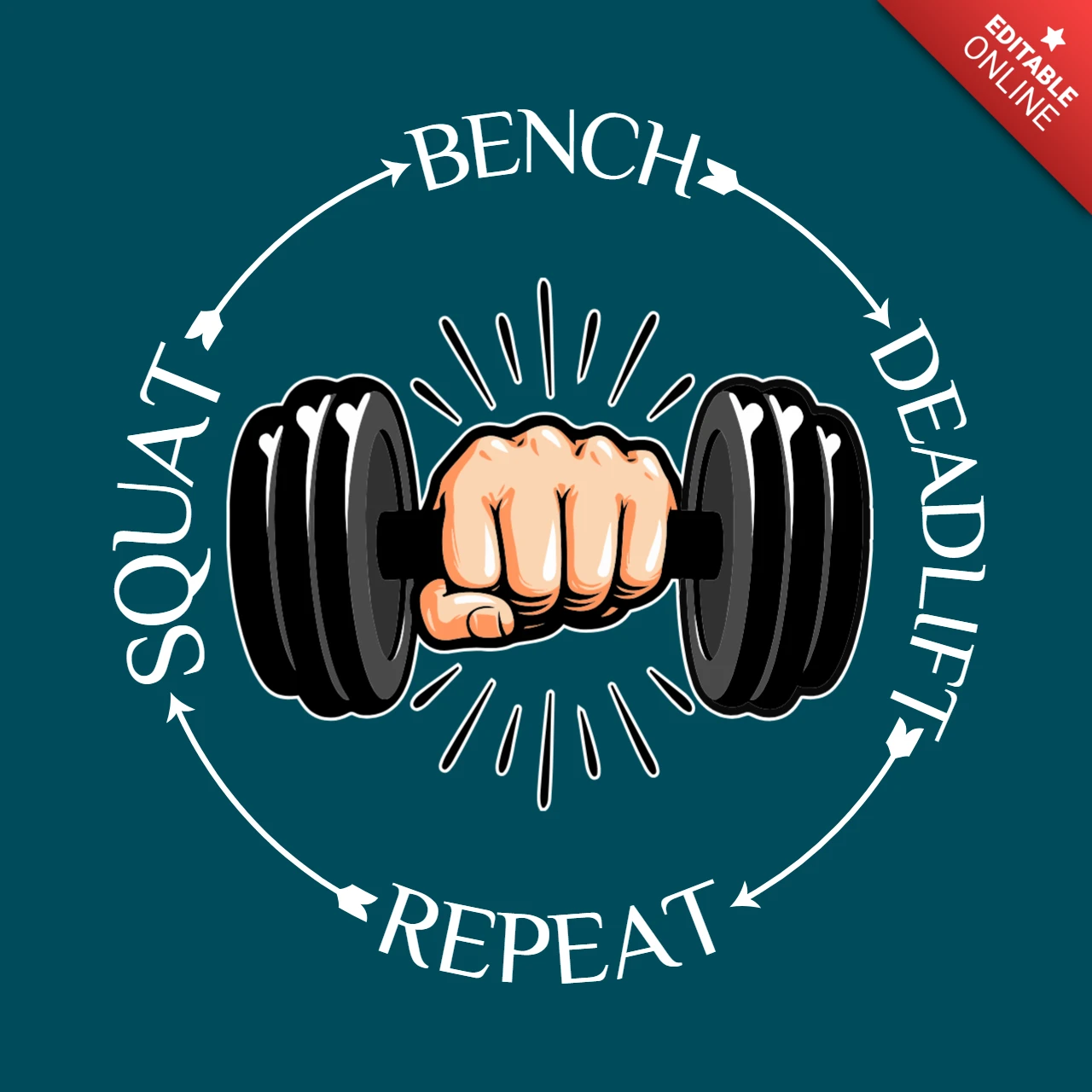 Squat Bench Deadlift Repeat Fitness Motivational T-shirt Template