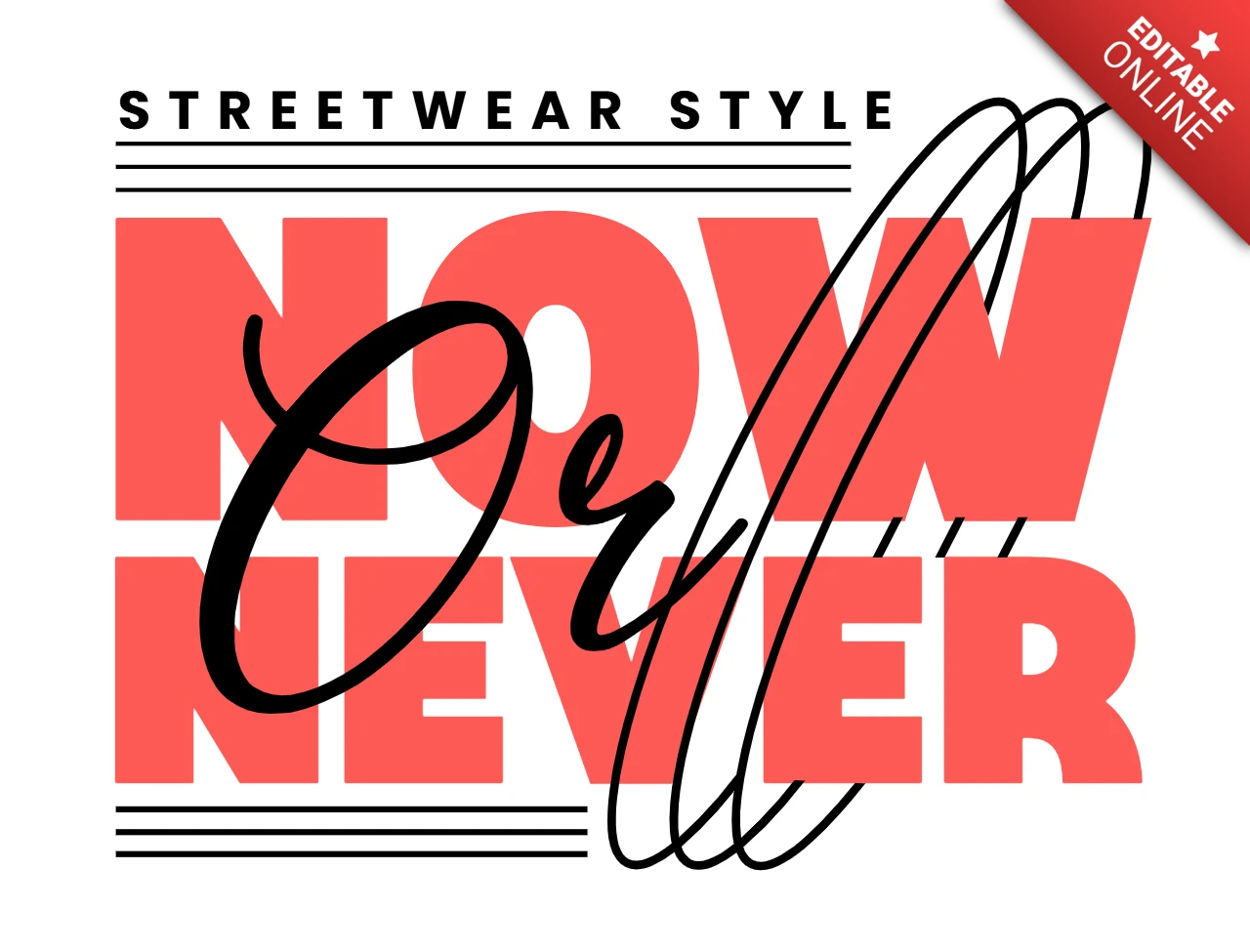 Streetwear-Stil jetzt oder nie urbane Motivation T-Shirt Design Vorlage
