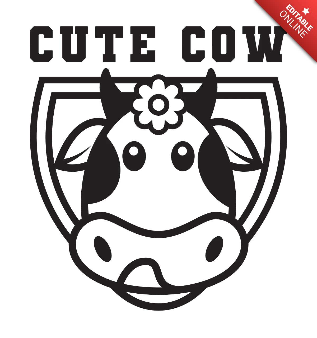 Cute Cow Farm Logo Design Template