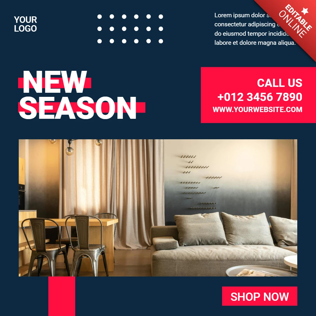 Flache rote und blaue Werbung Social Media Post Design Vorlage