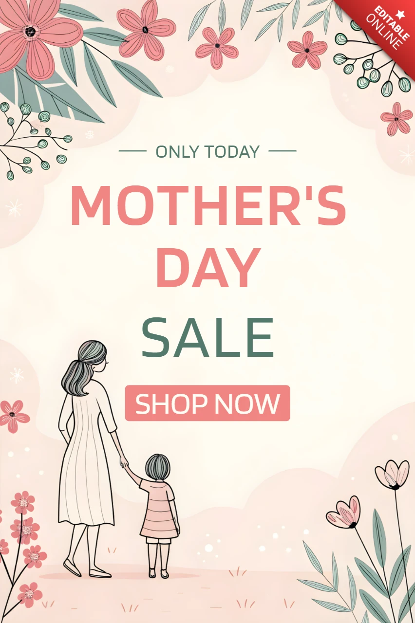 Charmant modèle de vente de fleurs pour la fête des mères - graphique promotionnel modifiable