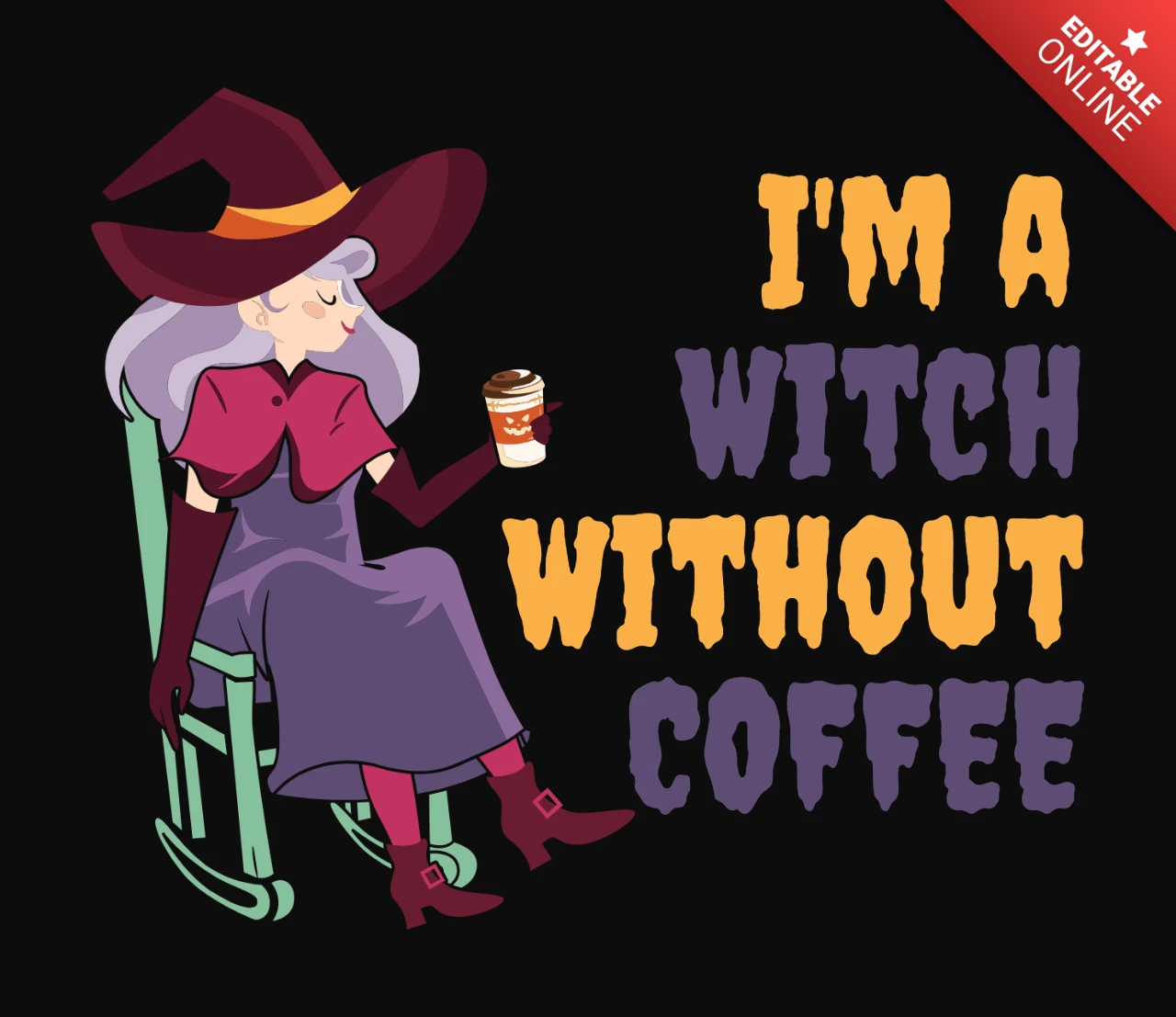 Ich bin eine hexe ohne kaffee halloween t-shirt vorlage