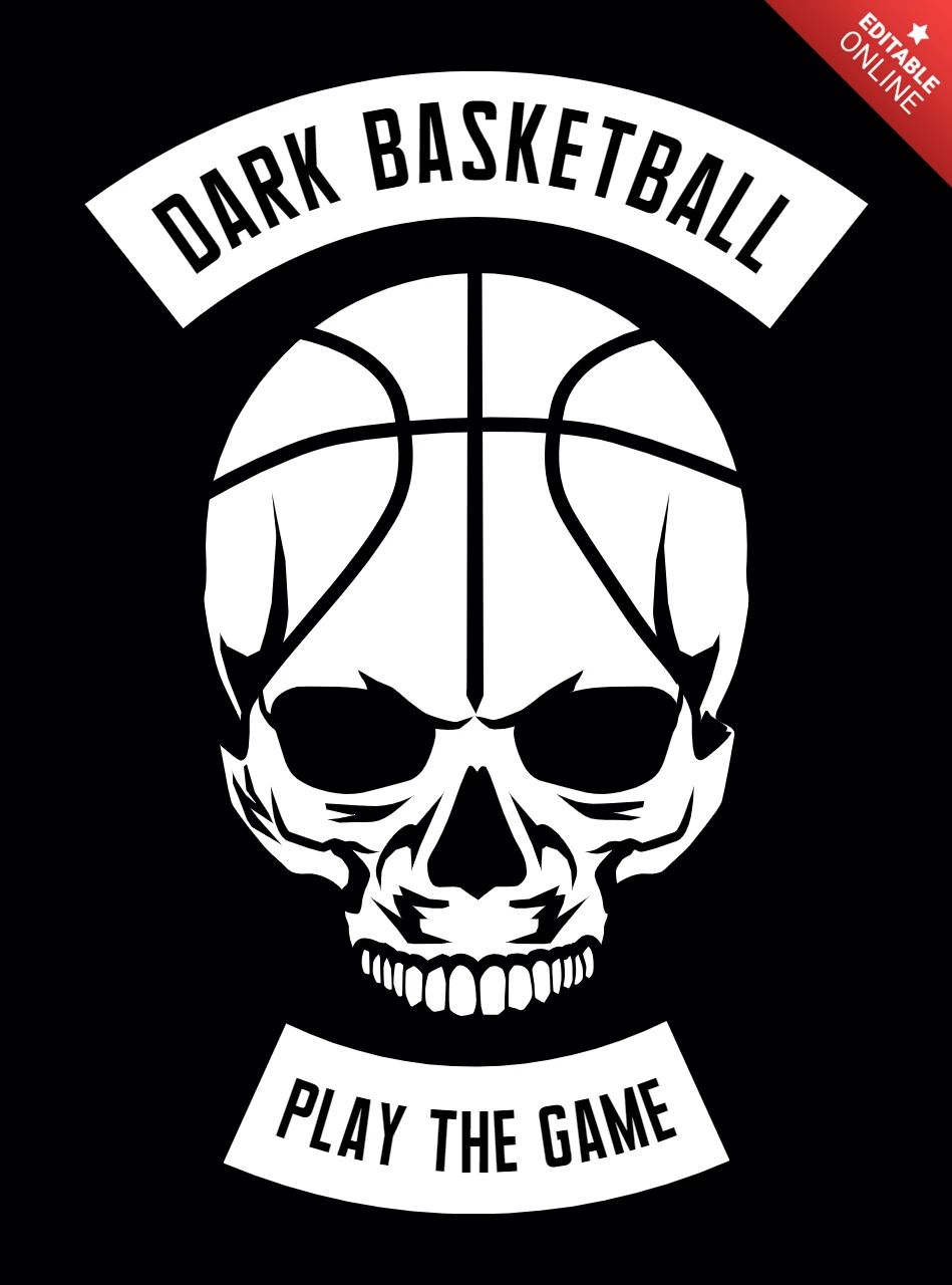 Skull Dark Basketball T-Shirt Design Template