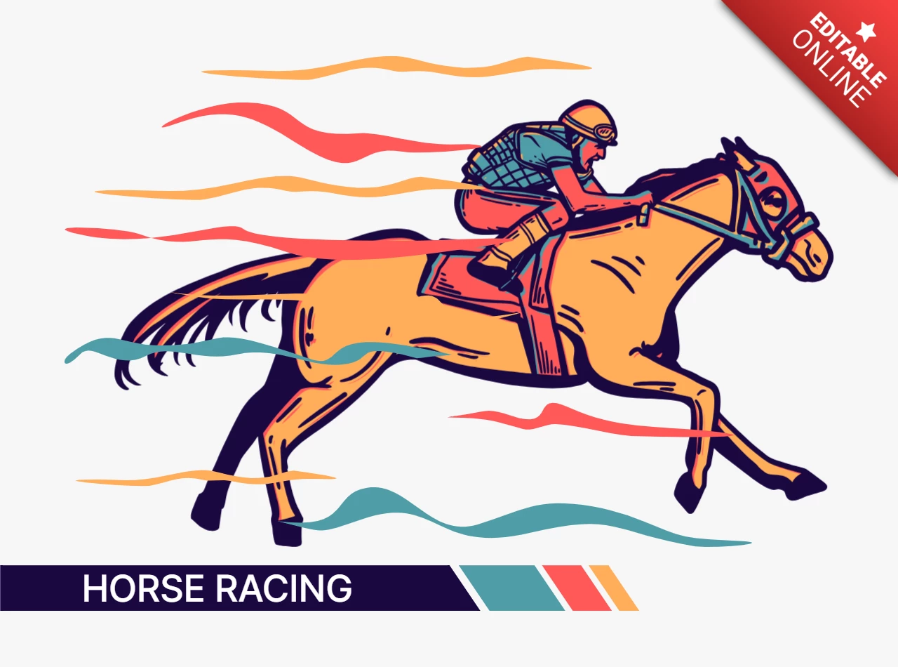 Man Horse Racing Colorful Design Template