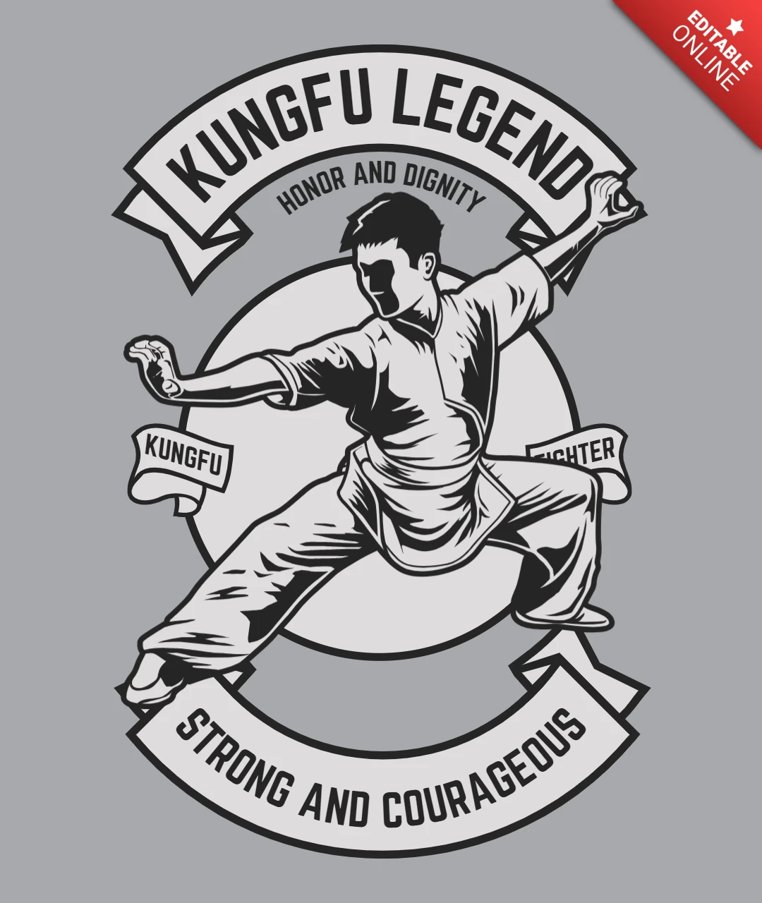 Kungfu Legend T-Shirt Design Template