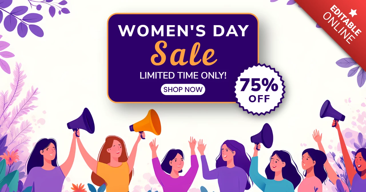 Modelo de oferta especial para o Dia da Mulher com design de grupo de mulheres