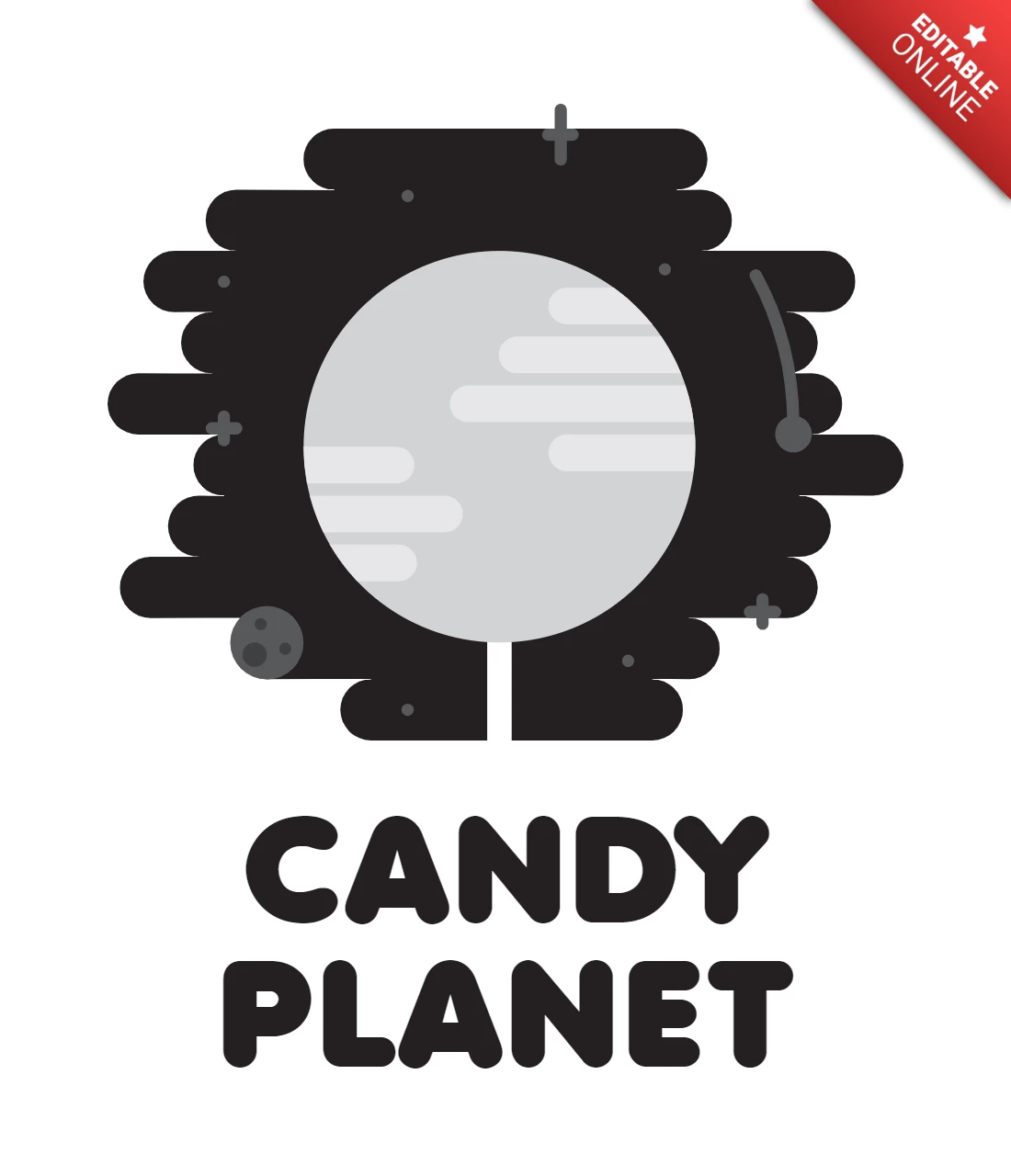 Candy planet plantilla de diseño de logotipo negro