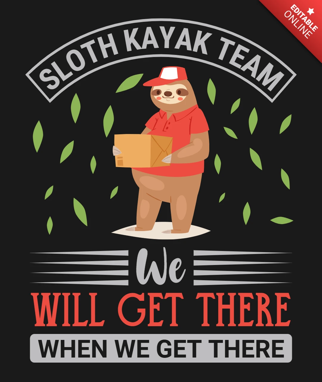 Sloth Kayak Team For Relaxed Paddlers T-Shirt Design Template