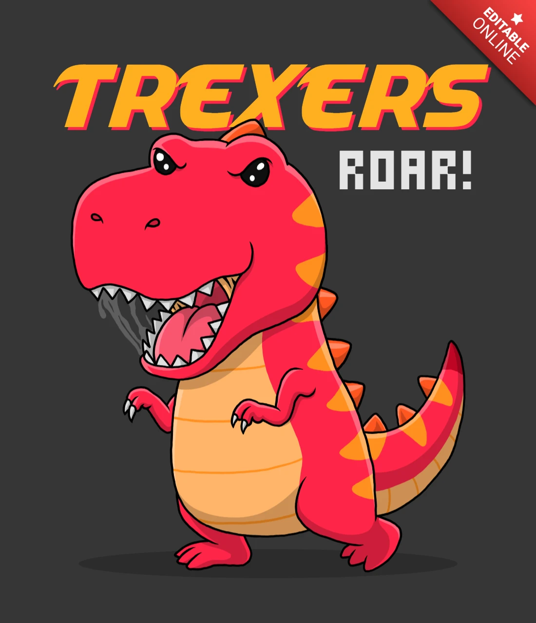 Trexers brüllen! editierbare dinosaurier t-shirt design vorlage