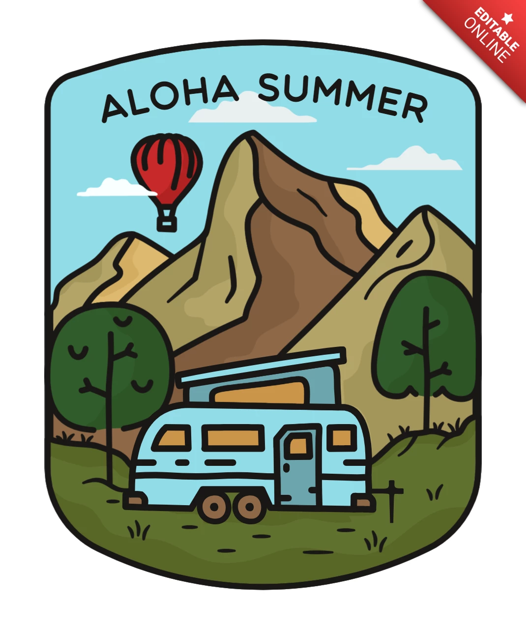 Aloha summer rv trailer badge template design