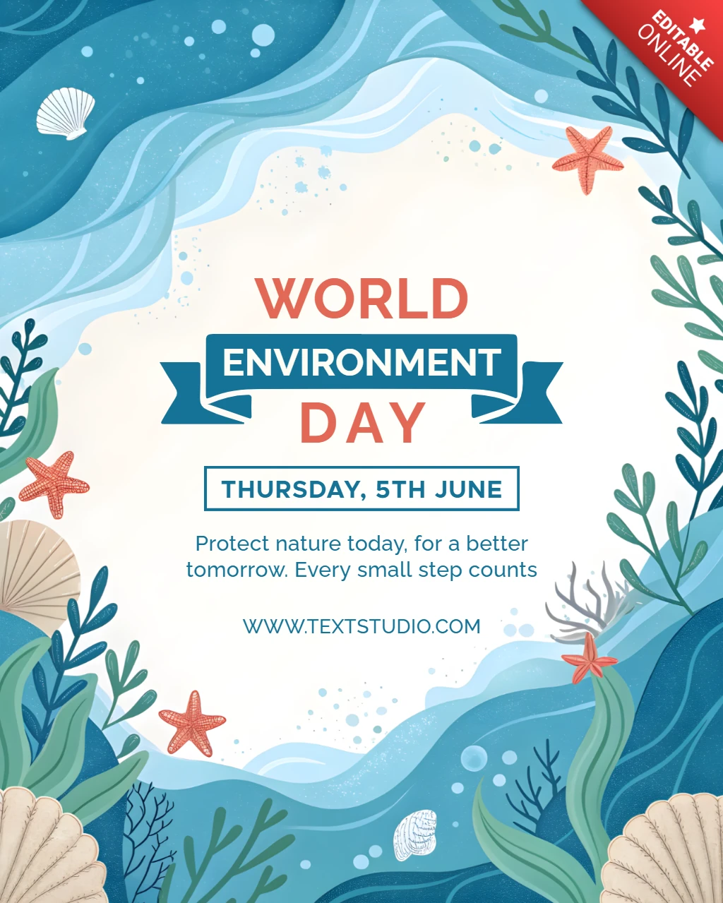 Ocean-Themed World Environment Day Template Design for Promotions