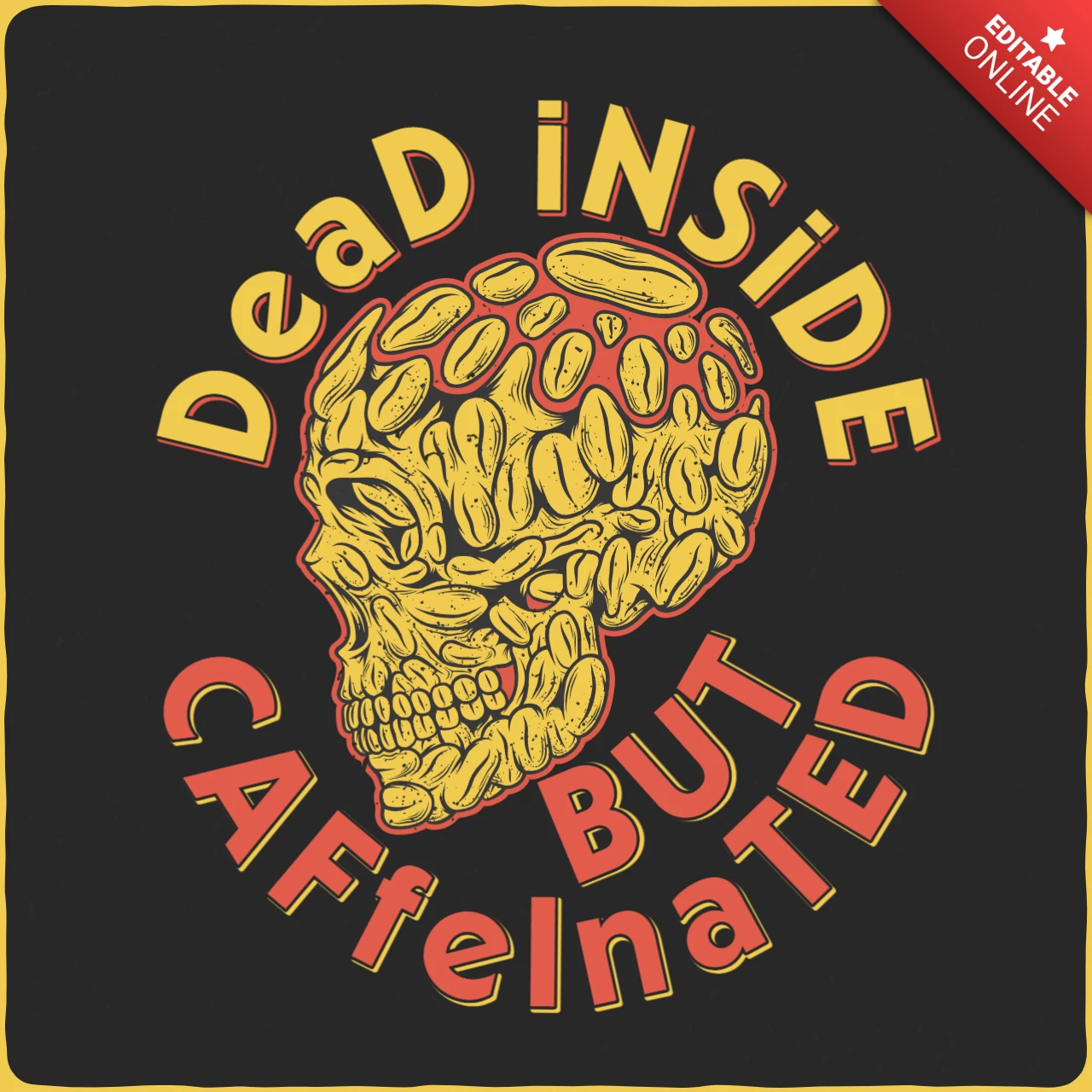 Modèle de t-shirt avec tête de mort en grain de café